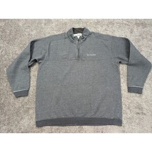 Columbia Pullover Mens XXL 2XL Gray 1/4 Zip‎ Long Sleeve Distressed Sweatshirt